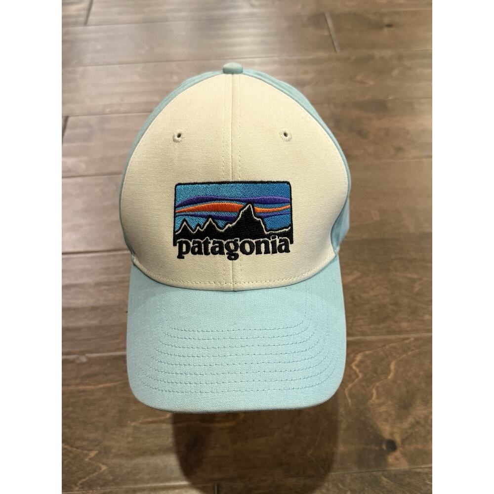 Patagonia P-6 Logo Lopro Mens Blue Adjustable Trucker SnapBack Hat Baseball Cap - Picture 2 of 7
